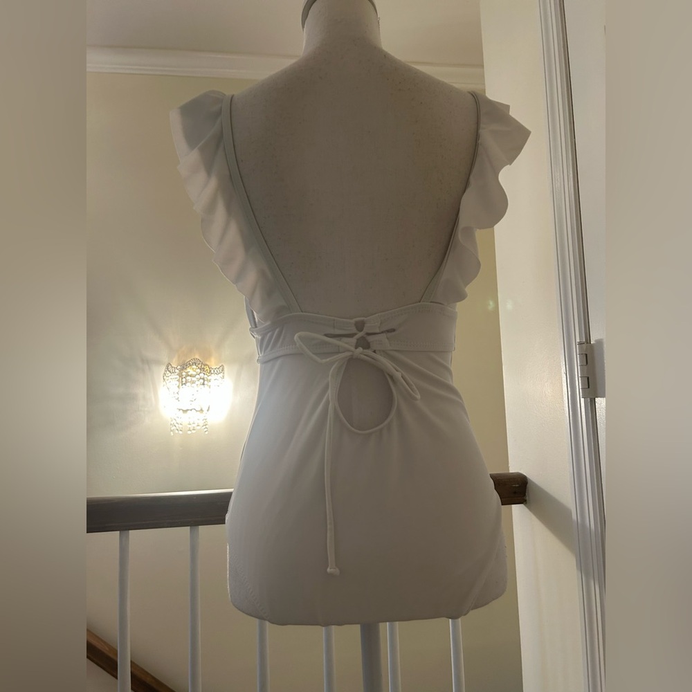 DONATED: Deep V Ruffle One-Piece Swimsuit NWOT! - Picture 5 of 9